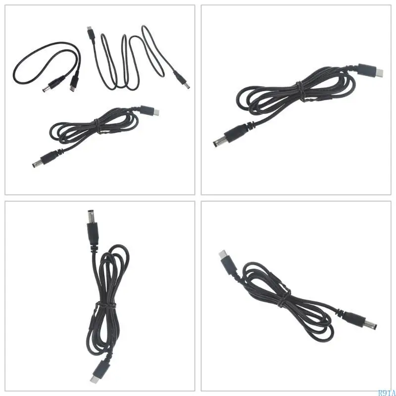 R91AタイプCからDC5.5mmx2.1mm電源コードワイヤーは5V/9V/12V/15V/20V 3A出力をサポートします