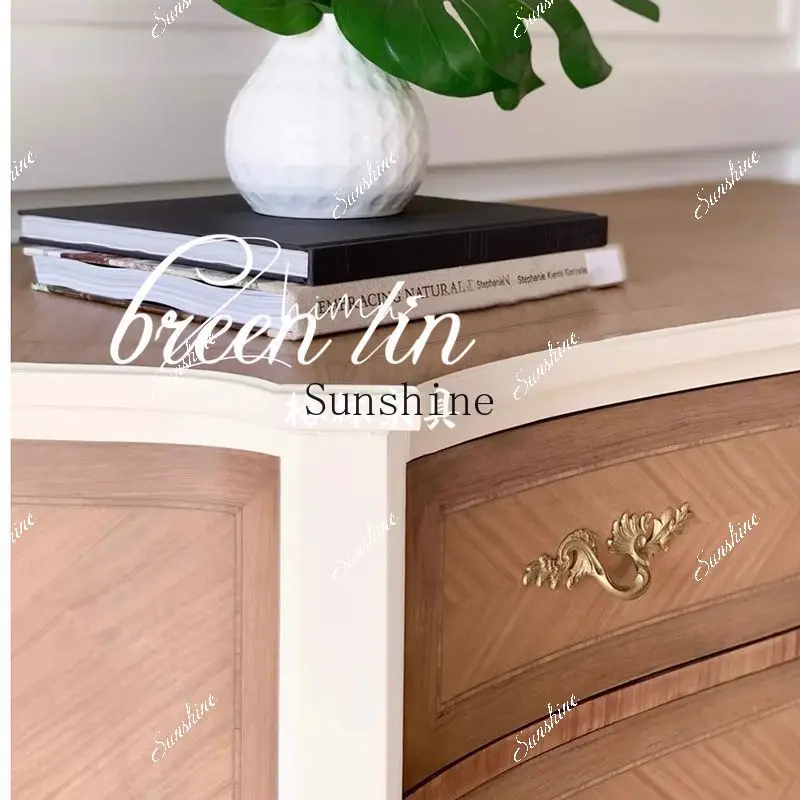 

French retro solid wood chest country living room decoration storage display FT