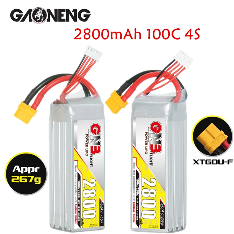 Batteria Lipo GNB 4S 14.8V 2800mAh aggiornata per FPV Racing Drone RC Car Boat elicottero parti dell'aeroplano batteria 14.8V con XT60