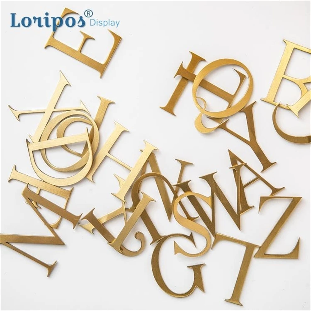 Nordic Brass Decorative Alphabet Wall Sticking Letter Creative Hotel Company Door Number Sign Door Sign Letter Wall Mounted