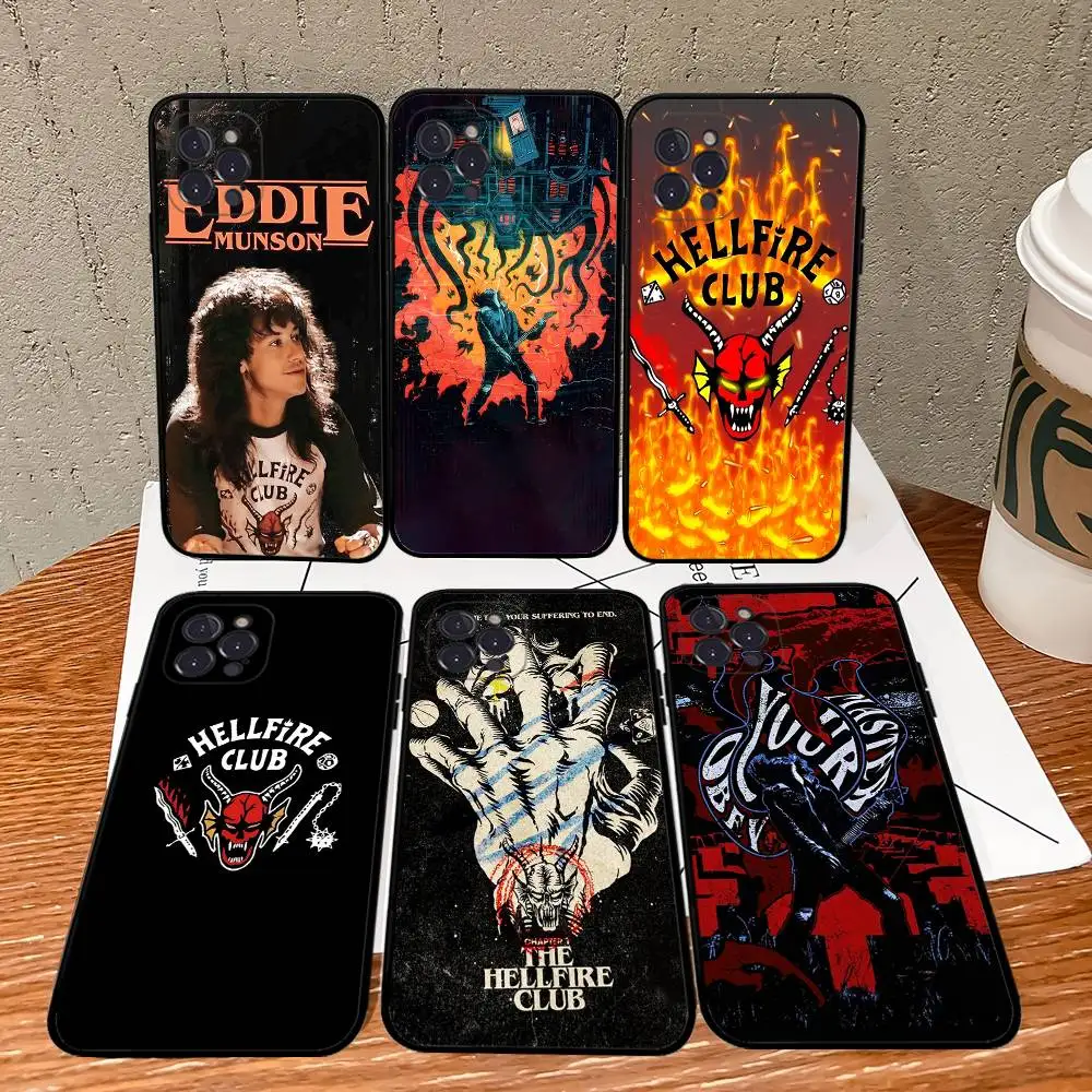 حافظة هاتف E-Eddie M-Munson لهاتف آيفون 17 16 15 14 13 12 11 Pro Max Plus غطاء أسود ناعم #2