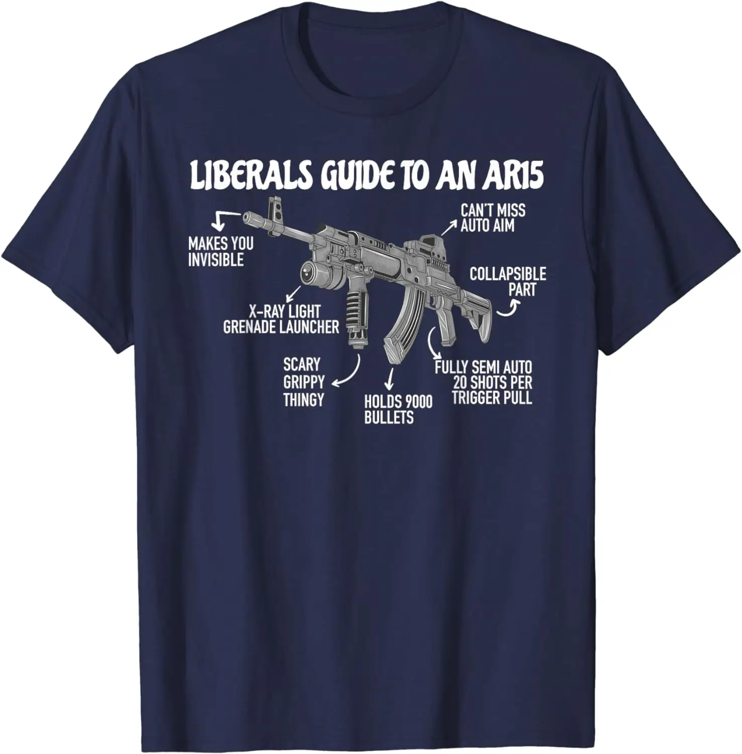 Liberals Guide To An AR15. Funny Pro Gun 2nd Amendment T-Shirt 100% Cotton O-Neck Summer Short Sleeve Casual Mens T-shirt