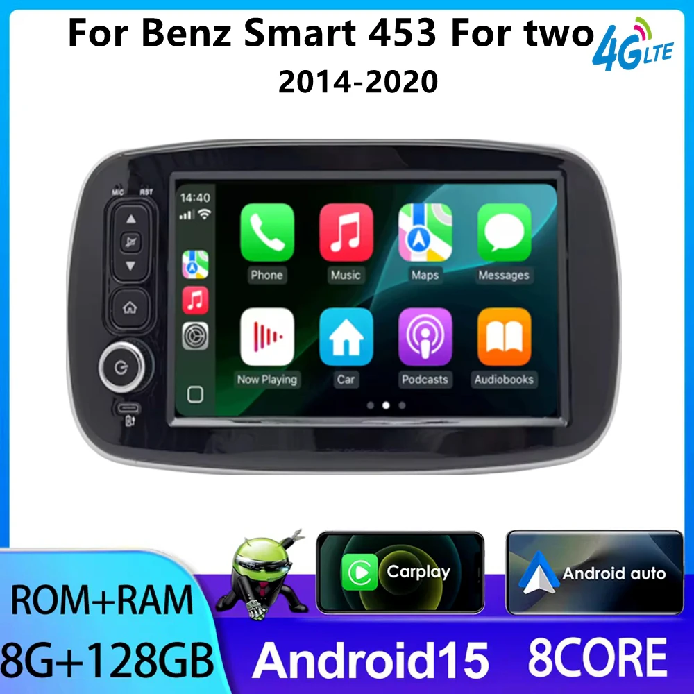Android 15 Autoradio für Mercedes Benz Smart 453 Fortwo 2014 - 2020 Auto-Autoradio Carplay Multimedia-Player QLED-Bildschirm DSP