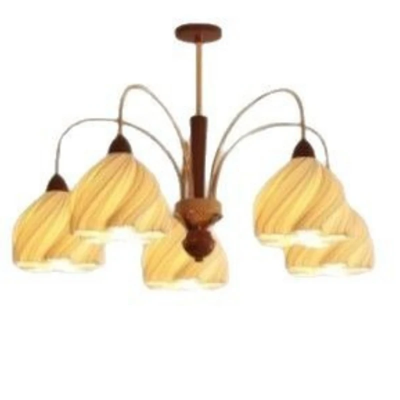 

Cream log wind living room, bedroom chandelier, super bright hall main light, atmospheric advanced eye protection lamp