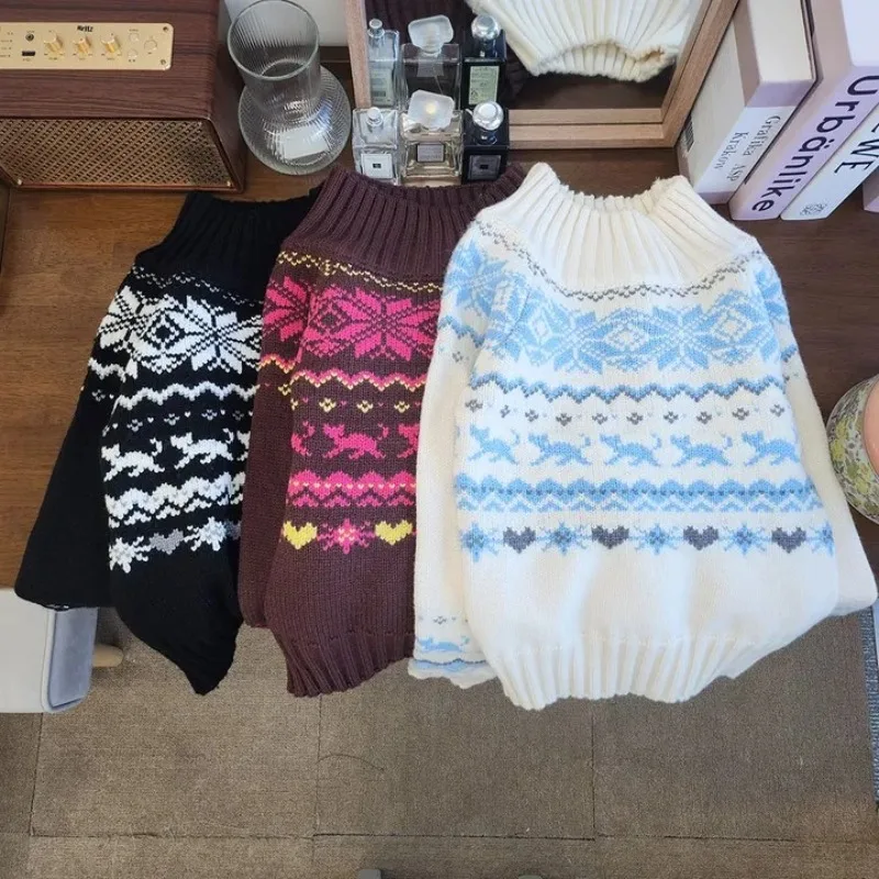 Dames Herfst Winter Chic Retro Fair Isle Knit Eén schouder ow off oulder High ade Sensation Super goed uitziende top
