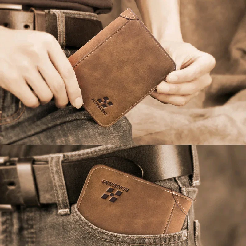 Men Wallet Leather ID Credit Card Holder Clutch Coin Purse Luxury Brand Wallet Frosted Short Wallets 2019 Men Wallet Coin Pocket