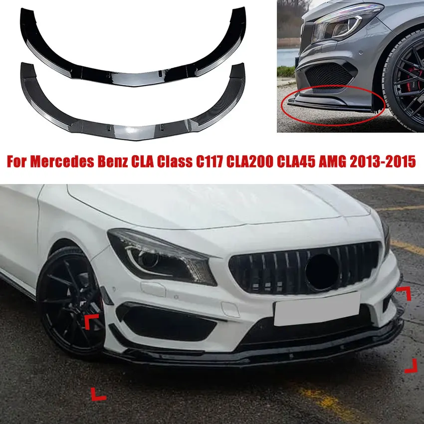 

Car Front Bumper Spoiler Splitter Lower Chin Bumper Canard Lip For Mercedes Benz CLA Class C117 CLA200 260 CLA45 AMG 2013-2015