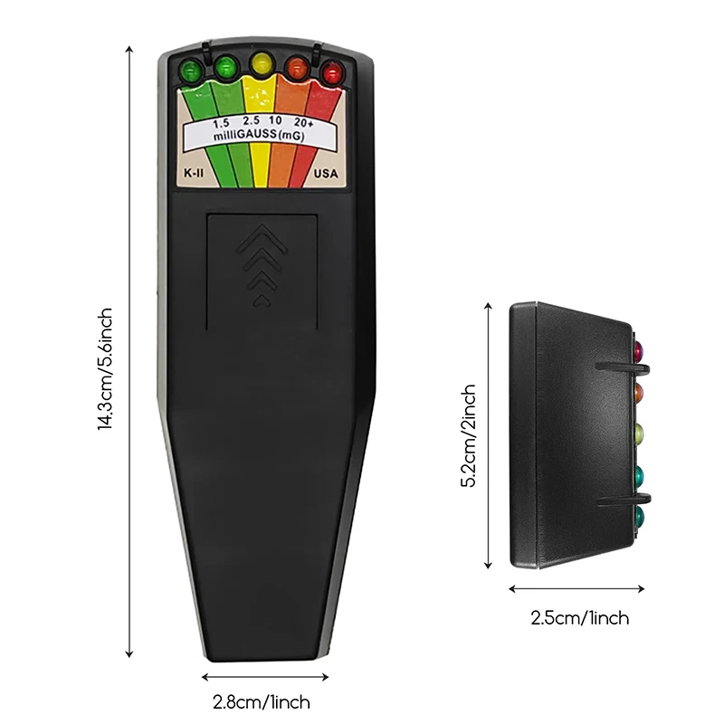 전자기장 방사선 테스터, EMF 리더, 전자기 검출기, 자기장 계량기, 5 LED 표시기, 가우스 계량기