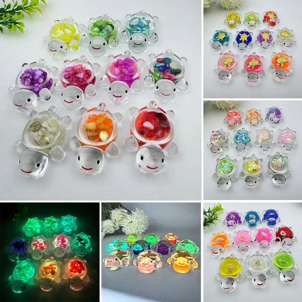 1pc Random Color Transparent Night Light Turtle Resin Sand Micro DIY Landscape Shell Jewelry Colorful Accessories Toy Deskt Y7R8