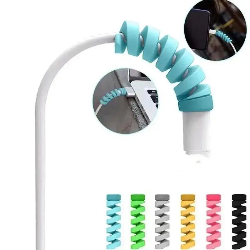 Cable Protector Silicone Storage Roll Cable Organizer Cover For Phone And USB Charger Spiral Data And Charging Cable Protector