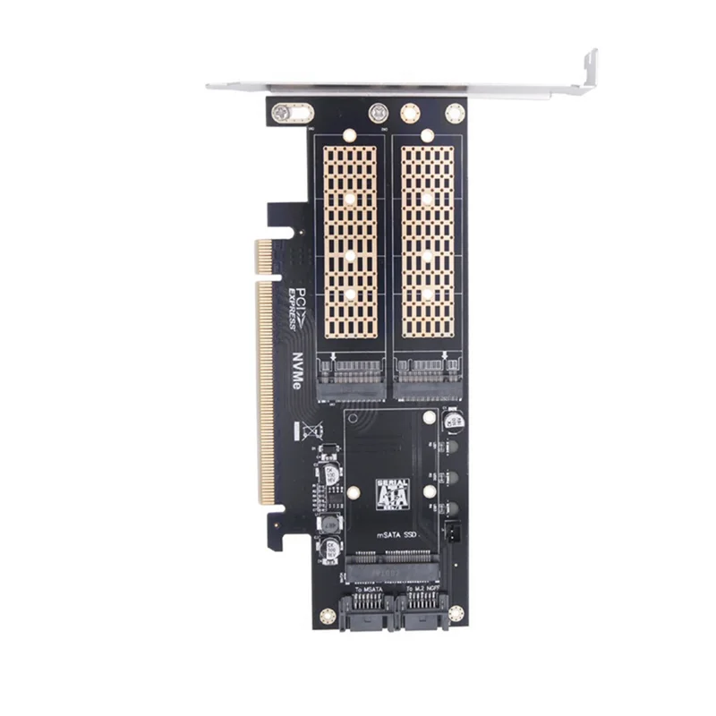 Karta rozszerzająca komputera stacjonarnego 3 w 1 PCIE X16 do M.2 M Key NVME SSD+M.2 B Key SATA SSD+MSATA SSD Adapter Card