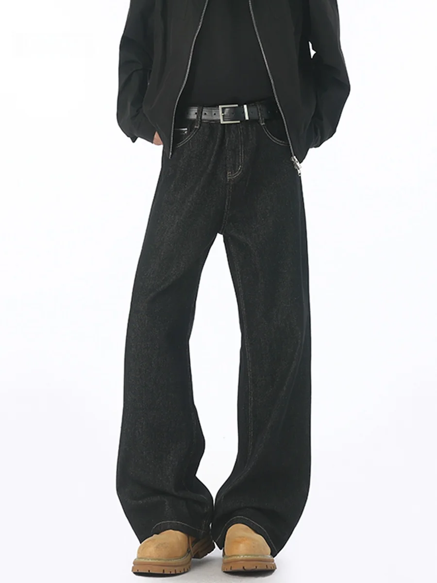 

American High Street Thiened Straight Leg Jeans Men's Autumn Winter Waed Denim Casual Long Pants Vintage Sle mid Waist ...