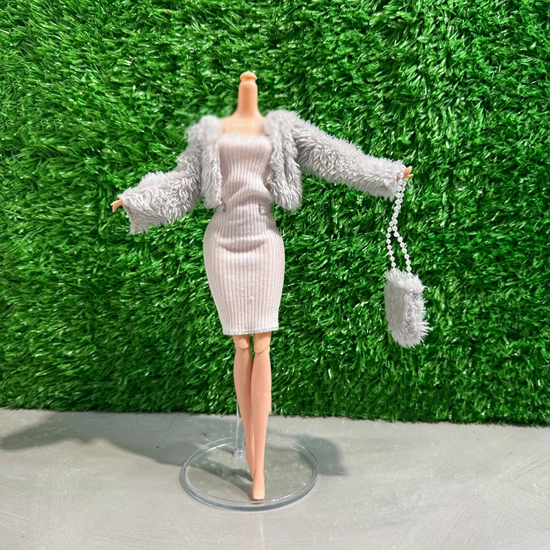 11.5 "Pop Jurk 1/6 BJD Pop Elegante Feestkleding 30 cm Pop Pluche Bontjas Jurken Casual Draagt prinses Rok DIY Accessoires