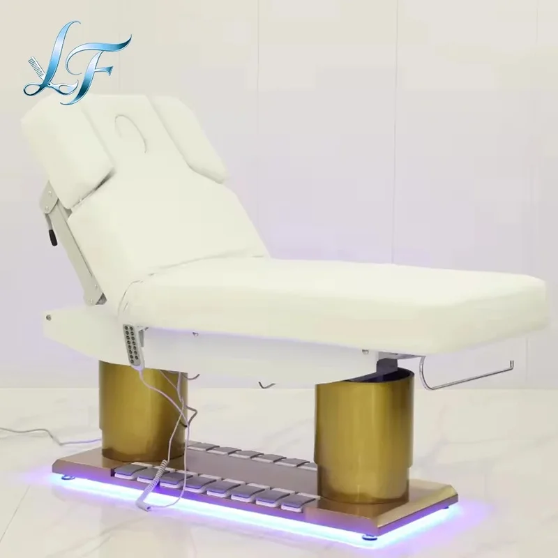 Modern White S Shape Lash Beauty Bed Electric Tatoo Massage Table Cosmetic Curved Adjustable Salon Spa Facial Treatment Bed