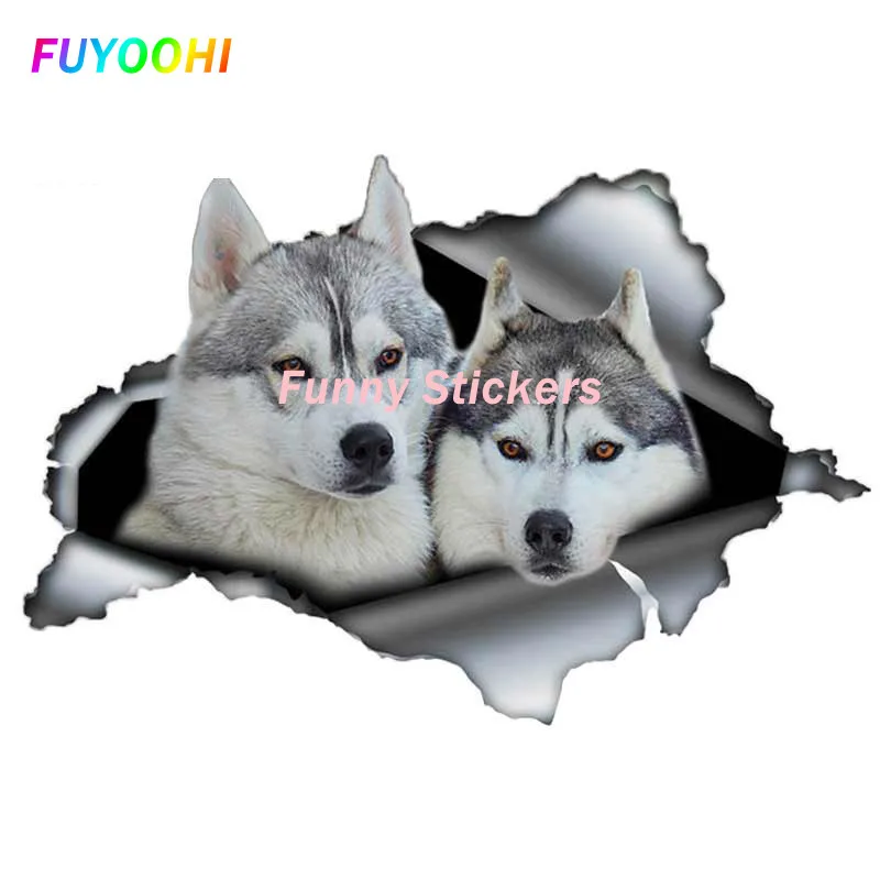 13cm*9cm Creative 3D Siberian Husky Waterproof Car Sticker JDM Reflective Car Decor Vinyl Auto Motorcycle Stickers