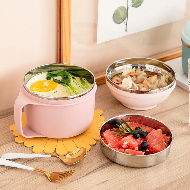 Portable Lunch Box Pink Stainless Steel Three-layer Pink Bento Box Soup Bowl Fresh Box School Picnic Office Food Container