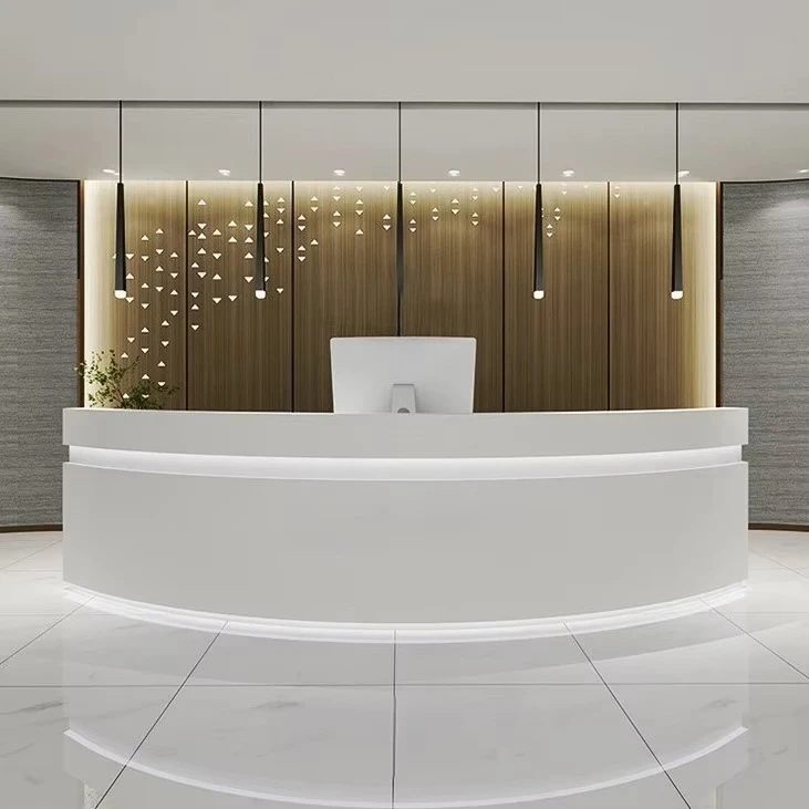 Luxury Modern Square White Durable MDF Reception Desk Customizable Size for Beauty Salons & Hotels Small Front Counter