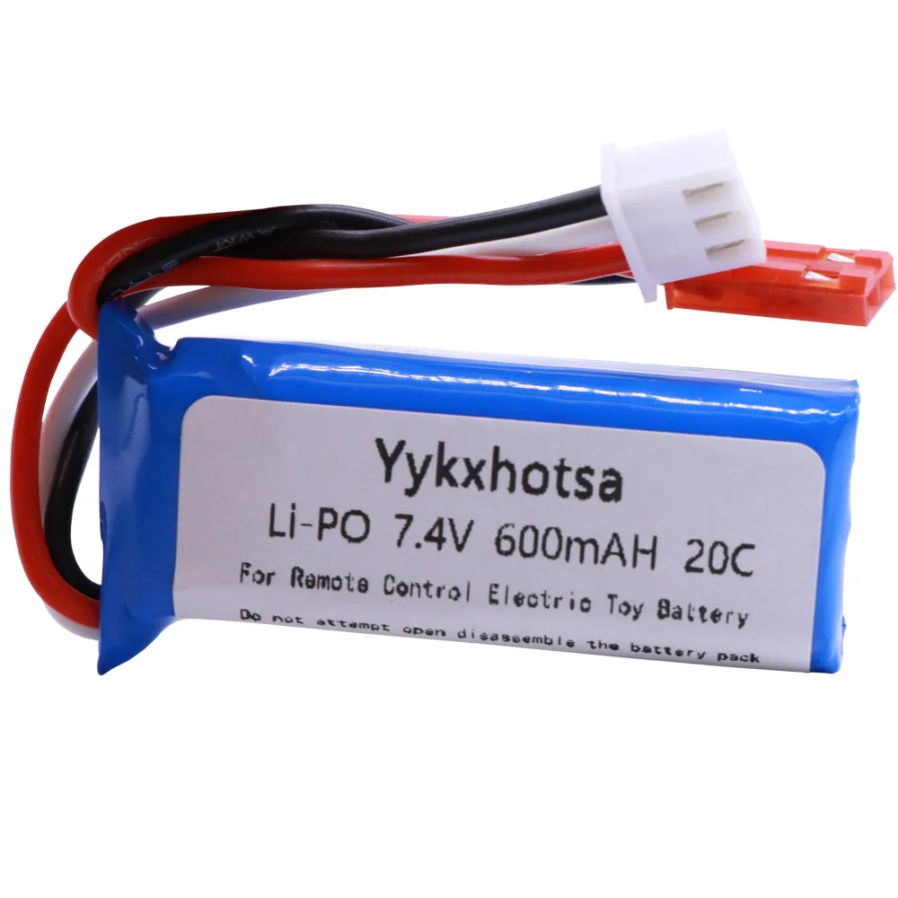 Bateria Lipo dla WLtoys K969 K979 K989 K999 P929 P939 części do zdalnie sterowanego samochodu 7.4V 600mAh akumulator z ładowarką 3in1 kabel 7.4V 2S