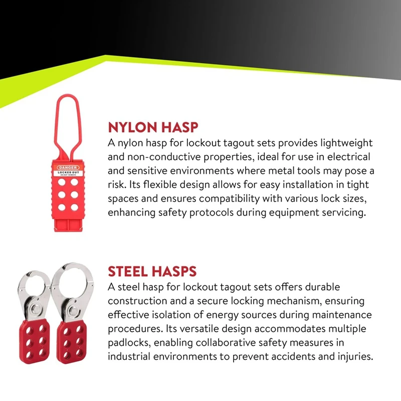 AB47-Lockout Tagout Hasp Set - Lock Out Tag Out Hasp Loto Hasp Padlock Holder Camlock Hasp Safety Lock Out
