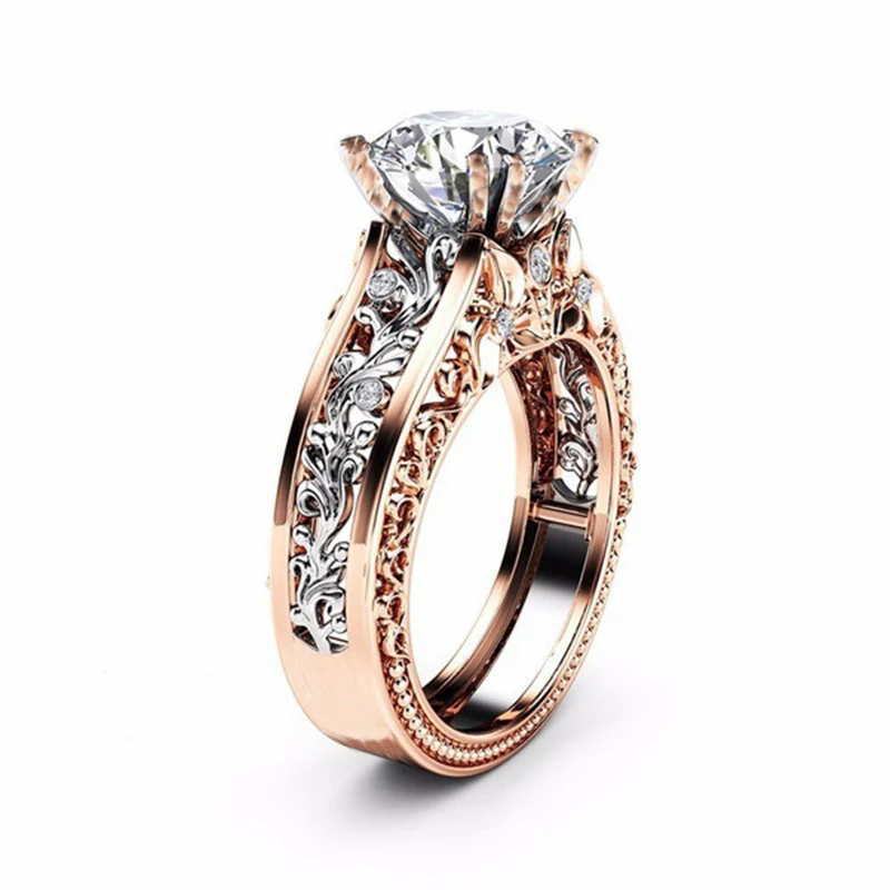 Rose Gold Stainless Steel Ring For Women Fashion Trend Zircon Finger Ring Female Party Engagement Jewelry