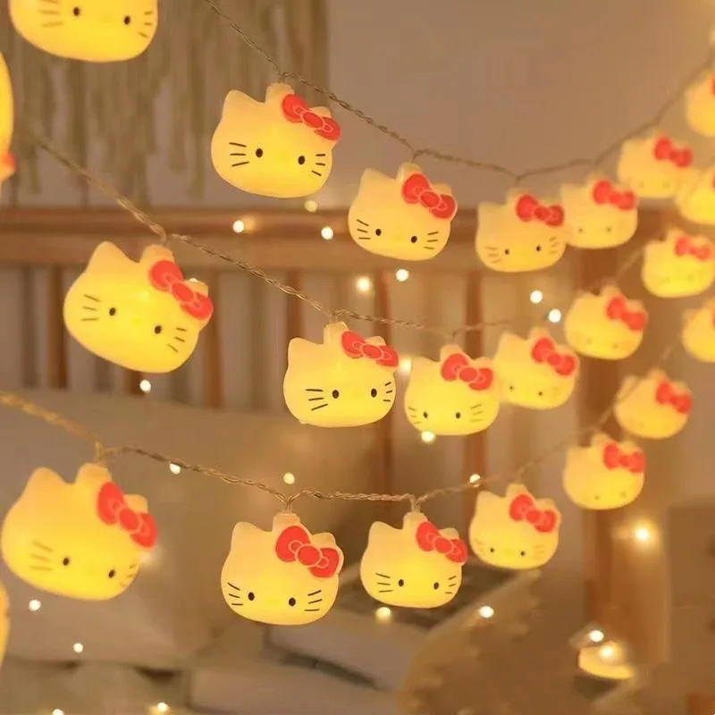 Hello Kitty Kawaii LED Strip Sanrio Room Atmosphere Decorative Lamp Flashing Light USB Plug Christmas Decoration Gifts For Girls