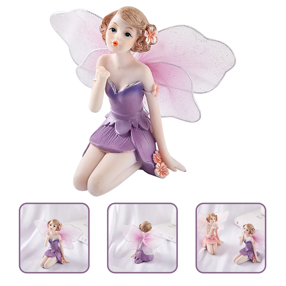

Flower Fairy Ornament Birthday Gift for Girls Wedding Decoration Car Accessories Resin Crafts Figurines Creative Model Child