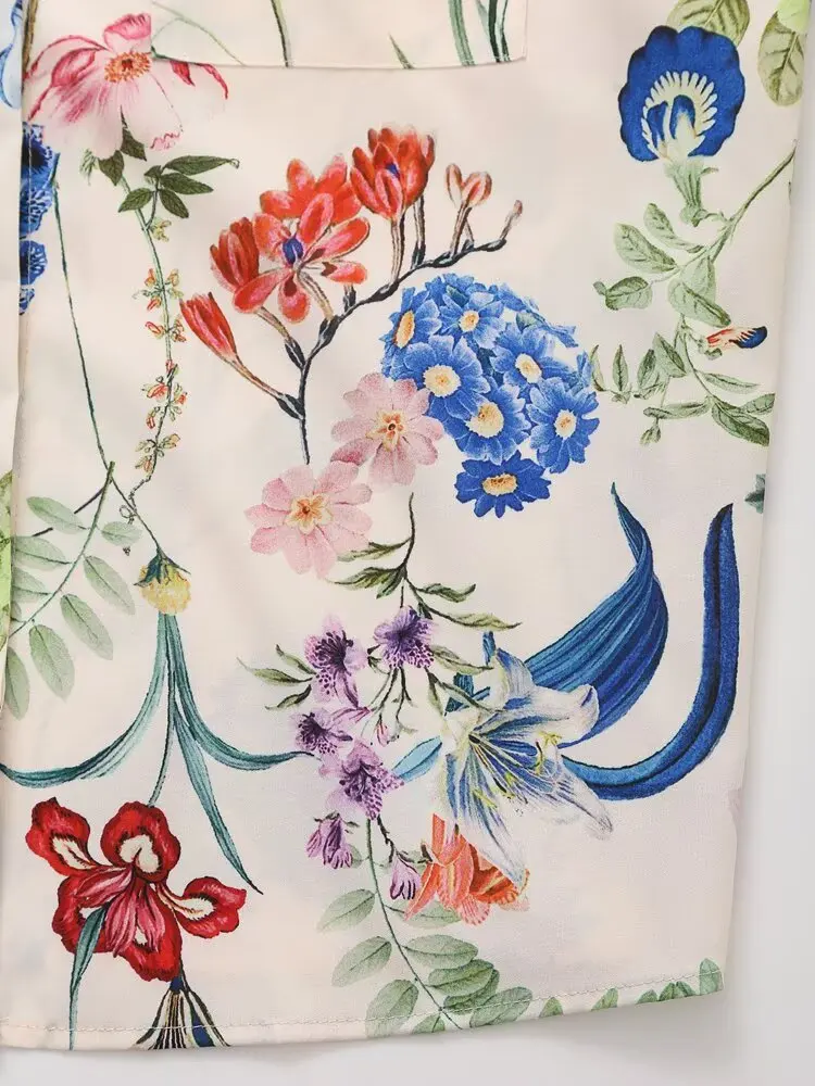 Maxdutti French Countryside Style Floral Print Long Sleeved Shirt Women Minimalist Spring And Summer Casual Shirt Blouse Tops