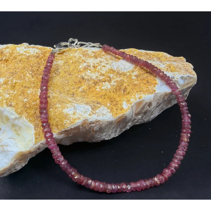 

Ruby Bracelet 7 Inch Round Faceted 3–4mm Sterling Silver Clasp