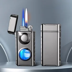 Double Tube Lighters for Men, Flash Visible Gas Cigar Lighter, Windproof Flint Gas Lighter, Jet Gadgets, Cigarette Accessories