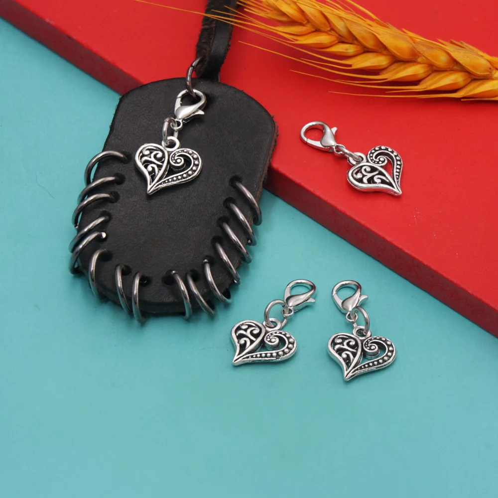 10 Stück filigrane Herz-Schlüsselanhänger mit Karabinerverschluss, Valentinstag, keltisches Herz, DIY-Schmuck für Schlüsselanhänger, Taschen, Schuhe, C919 – Detail 5