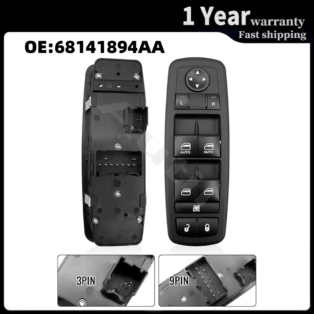 Driver Side Master Power Window Switch 2‑Auto Button for Dodge Ram Chrysler Town&Country Jeep Liberty 6814189AA Car Accessories
