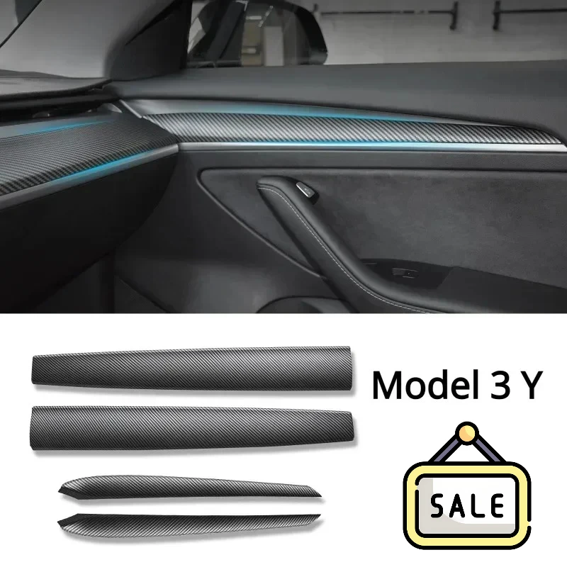 

Накладка на приборную панель для Tesla Model 3 Y, наклейка на панель центральной консоли, крышка из углеродного волокна, ABS, модные автомобильные аксессуары 2017-2023