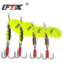 FTK 5g 8g 11g 15g Metal Fishing Lure Spinner Bait With Treble Hook Rotating Sequin Spin Hard Artificial Bait For Pike