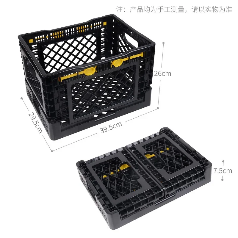 Small Cart Home Portable Folding Storage Basket Vegetable Baskets Shopping Cart Trolley Black Folding Basket 15KG Load-bearing