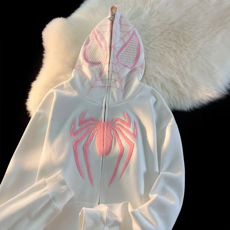 Nueva Marvel Anime Spiderman niños y niñas moda Cool diseño de dibujos animados Sudadera con capucha cremallera Cardigan Casual chaqueta suave suelta