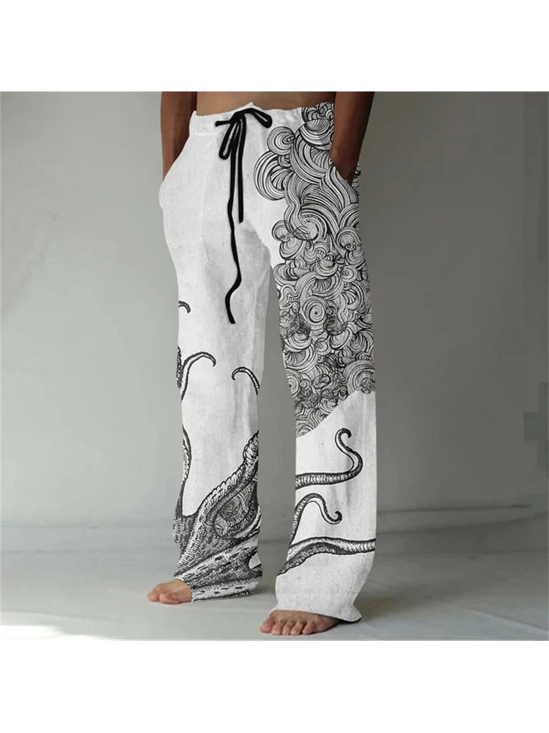 High quality men's two-color octopus tentacle tracksuit pants 2025 hot selling fashion retro loose pants street casual style