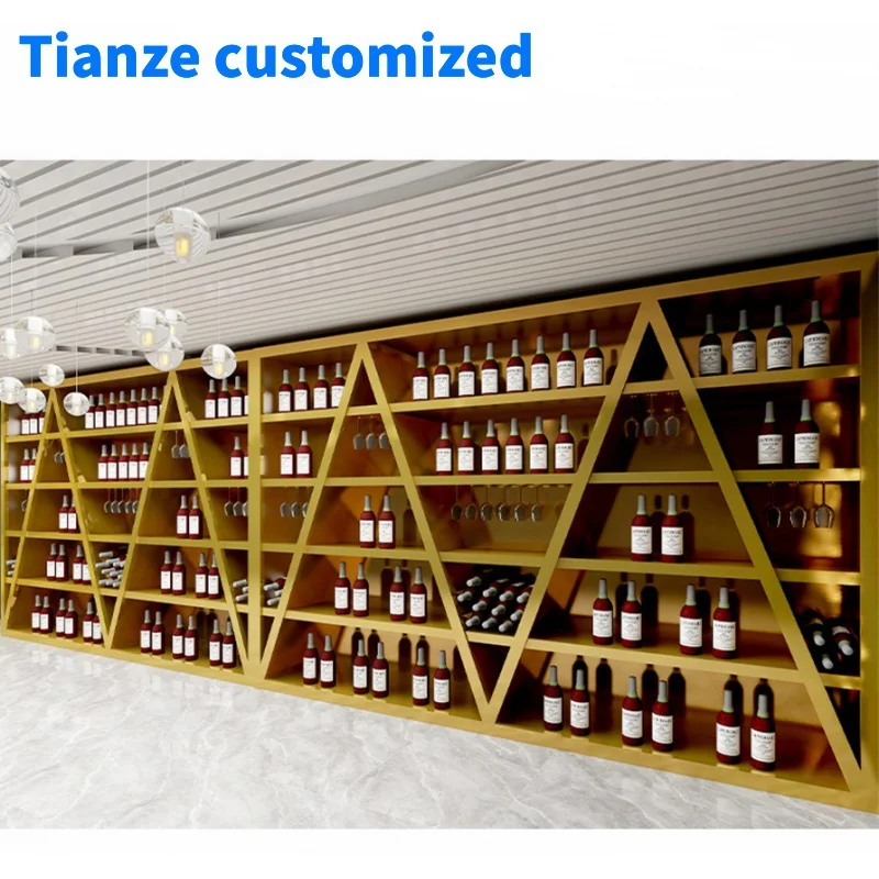 [Customized]modern stainless steel wine cabinet metal wine rack wall mounted whisky storage cabinets living room