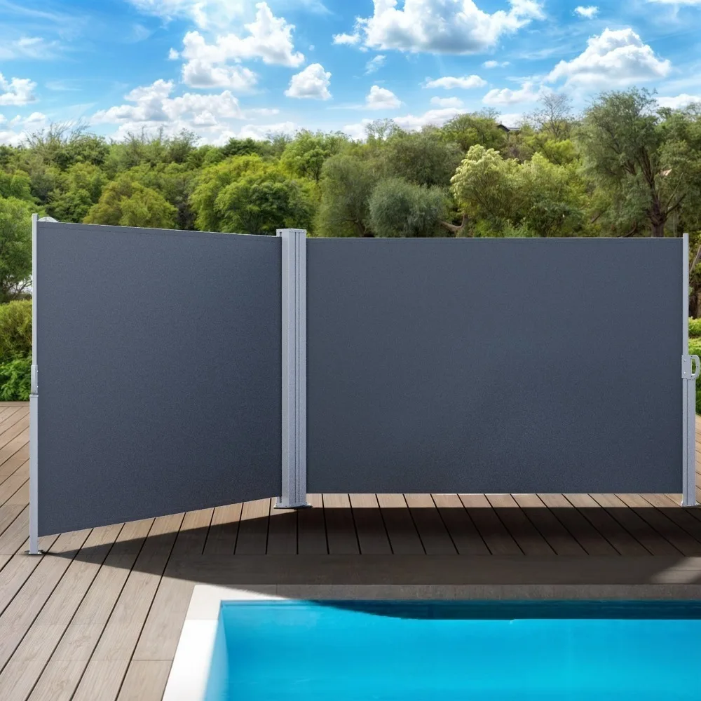 

Double Side Awning Retractable Side Awning Folding Privacy Screen Garden Patio