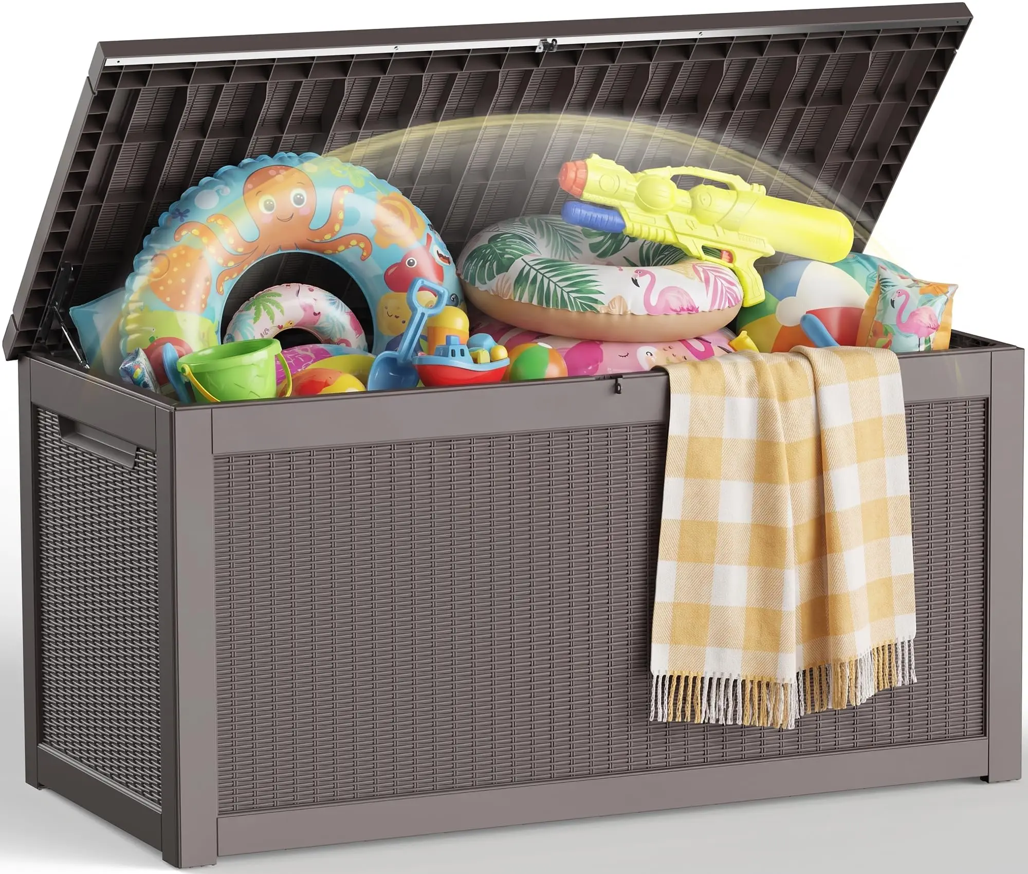 Outdoor Storage Box 360 Gallon Deck Box, Waterproof Resin, y