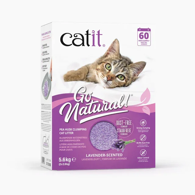 Catit Go Natural! Arena para Gatos Aglomerante de Cascara de Guisante - Lavanda