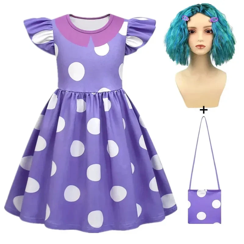 Nouveau Costume de Cosplay Inside Out 2 Envy 2026 Robe de Princesse + Sac + Perruques pour Enfants Filles Halloween Anniversaire ZanCos