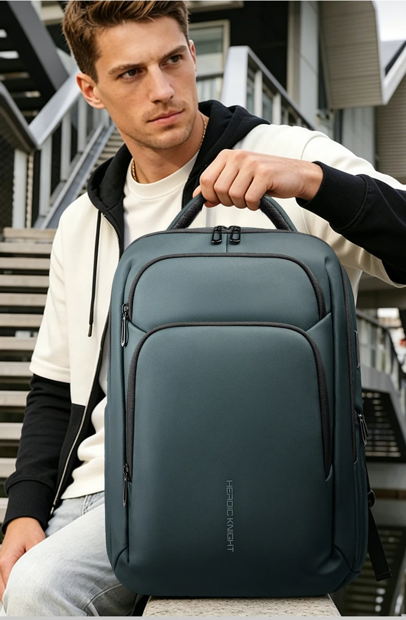 Heroic Knight Business-Laptop-Rucksack für die Arbeit, wasserdichtes Oxford-Gewebe, große Kapazität mit USB-Ladefunktion, tragbarer Herrenrucksack – Detail 4