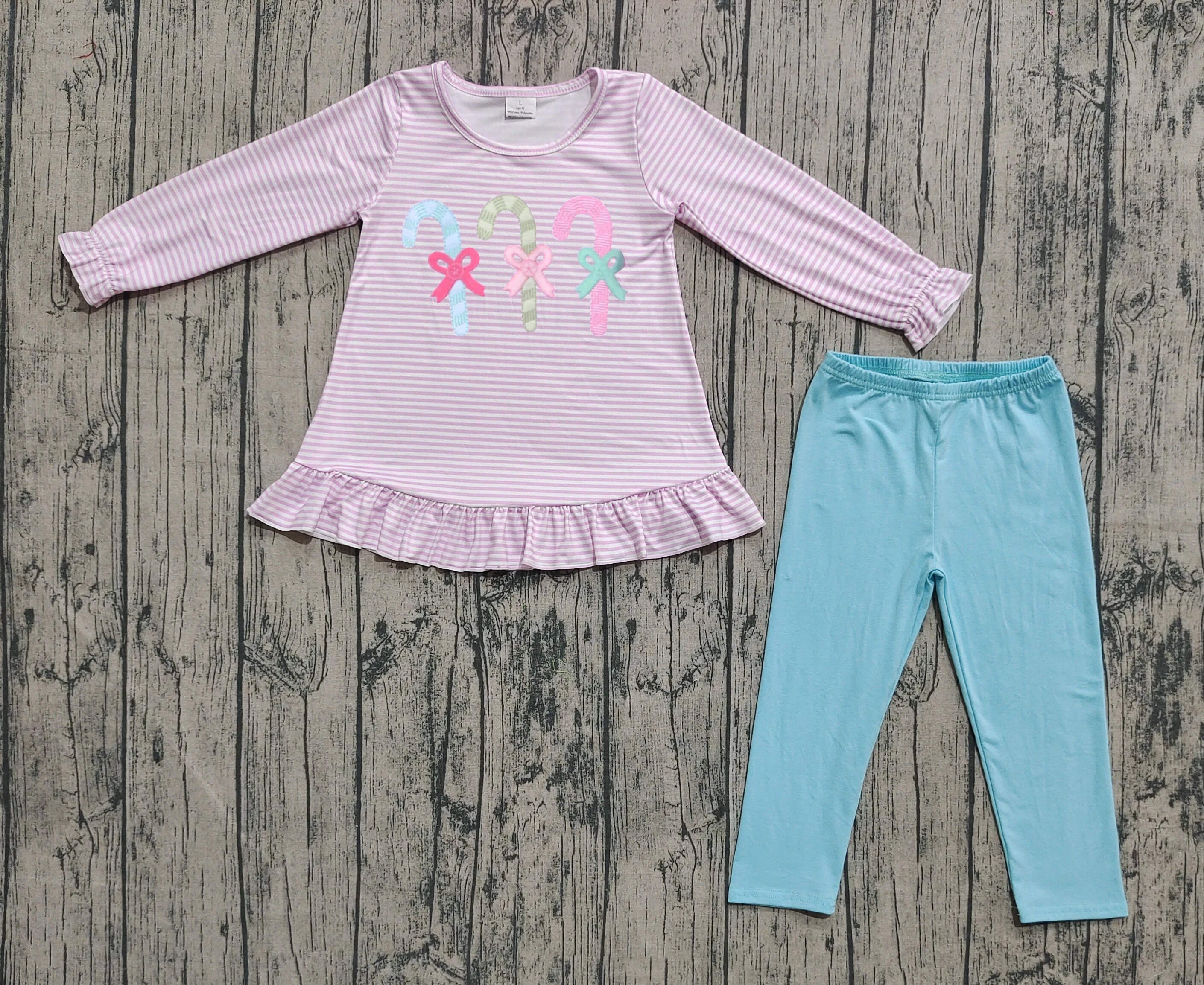 

7.30 GLP2468 Presale Kids Girls Outfit Long Sleeve Top With Pants Set Children Christmas Clothes
