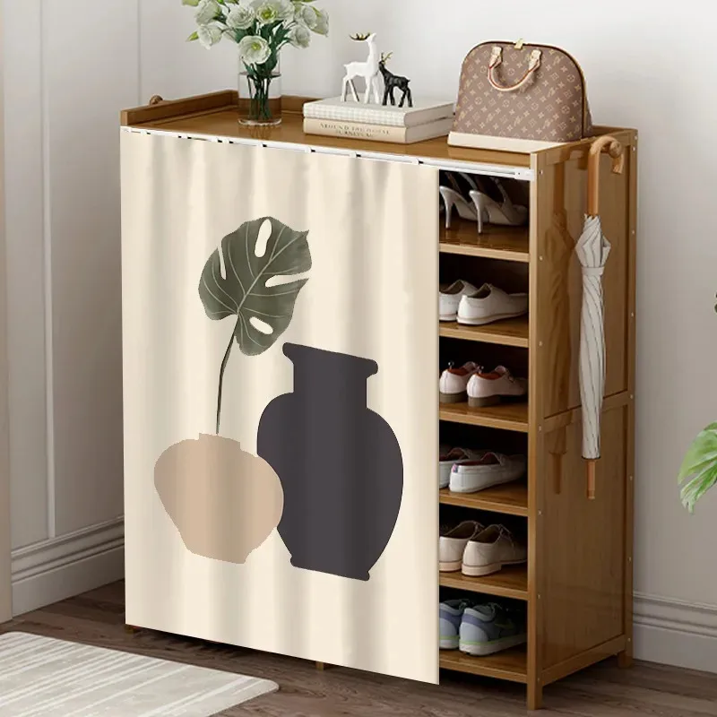 VIKAMA Dustproof Kitchen Cabinet Curtain Self Adhesive Shelf Cover Curtain for Stove Miscellaneous Items Storage Organizer