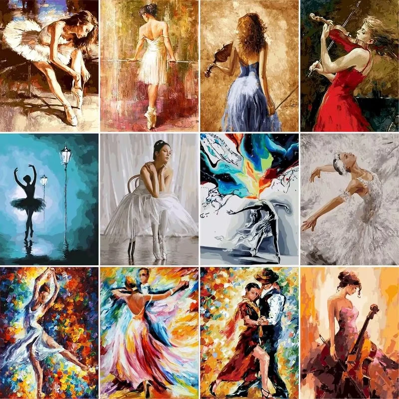 Großes DIY-Ölgemälde nach Zahlen, tanzendes Mädchen, Malen nach Zahlen, Figur, Wandkunst, Bild, Heimdekoration, Kunst