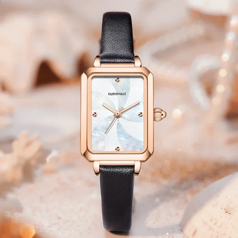 Vintage Ins Style Fashion Simple Small Square Watch Women's Light Luxury Waterproof Quartz Student Leather Watch