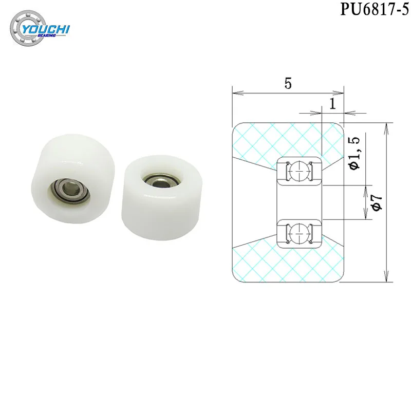 4pcs 7mm Diameter PU Coated Fingerboard Wheels With Bearing PU6817-5 Finger Skate Board Roller 1.5x7x5 Skateboard Toys Pulley