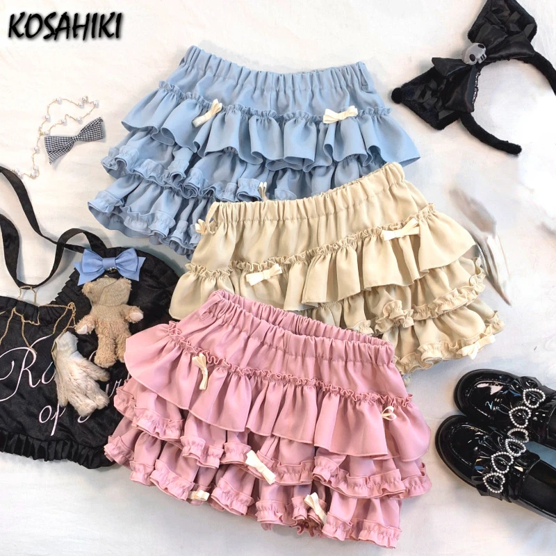 

Y2k Aesthetic Skirts for Women Grunge Summer A-line Jupe Ruffled Elastic Waist Saia 2024 Faldas Mujer De Moda Sweet Mini Skirt