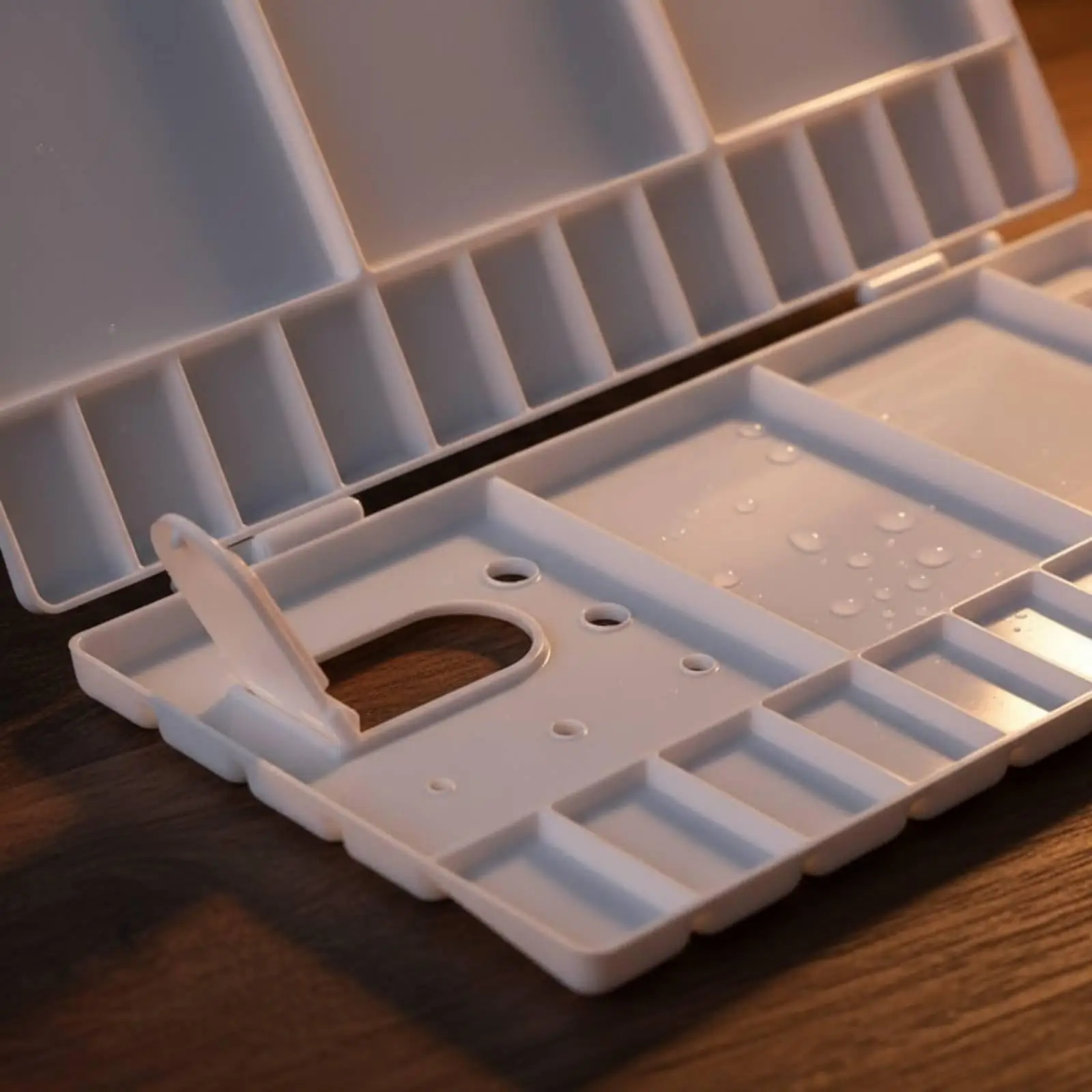 Foldable Watercolor Palette Brush Holder Slots Folding Paint Tray with Lid Thumb