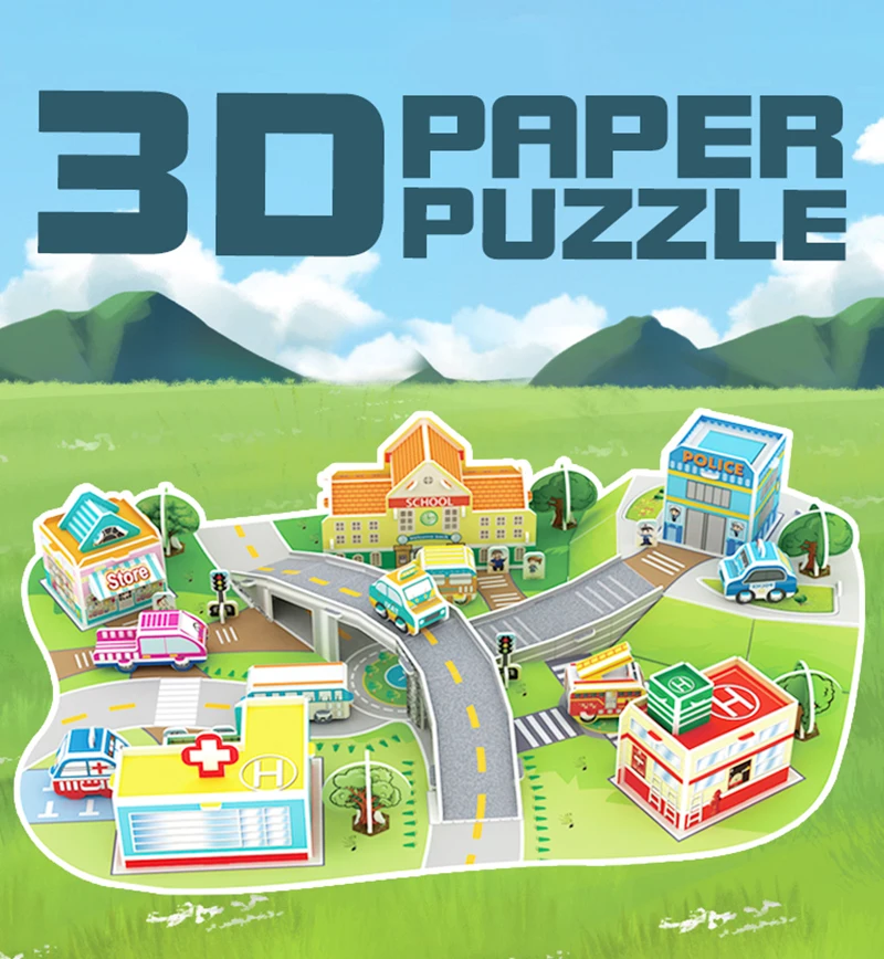 Creative City Street View Car House Farm Country 3D Paper Puzzle fai da te artigianato fatto a mano giocattoli educativi regalo per bambini ragazza